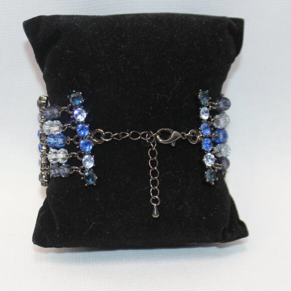 Various Blue Rhinestone, Bead and Chain Bracelet - Picture 2 of 9
